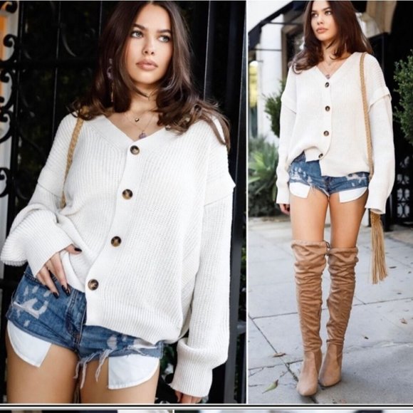 Oversized Button front Cardigan - Picture 3 of 4